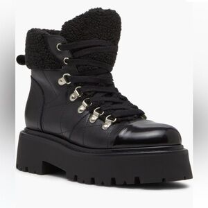 Steve Madden Black Shearling Combat Boots